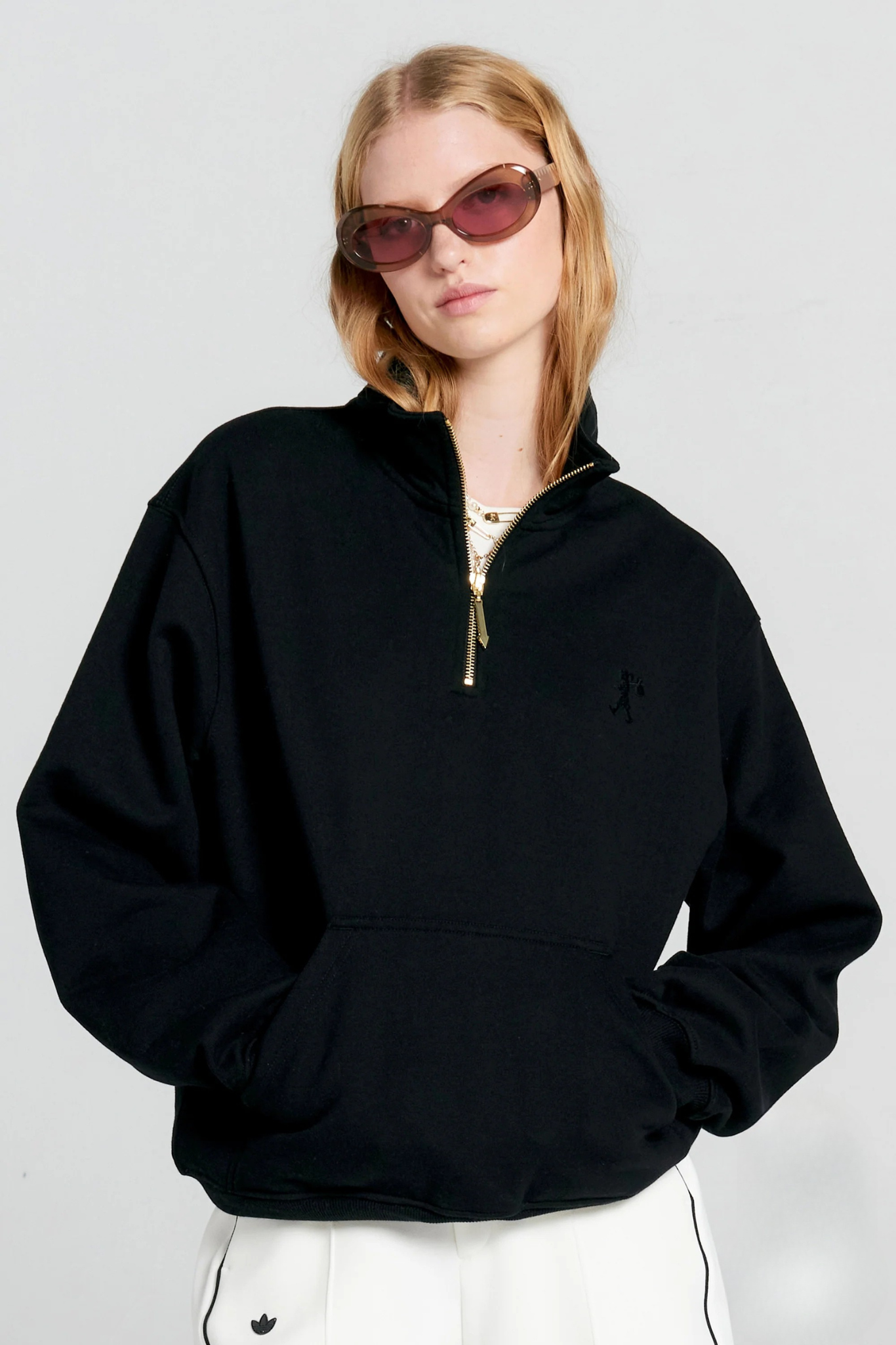 Karen Walker - Runaway Girl Zip-Up Sweatshirt Black | Tops