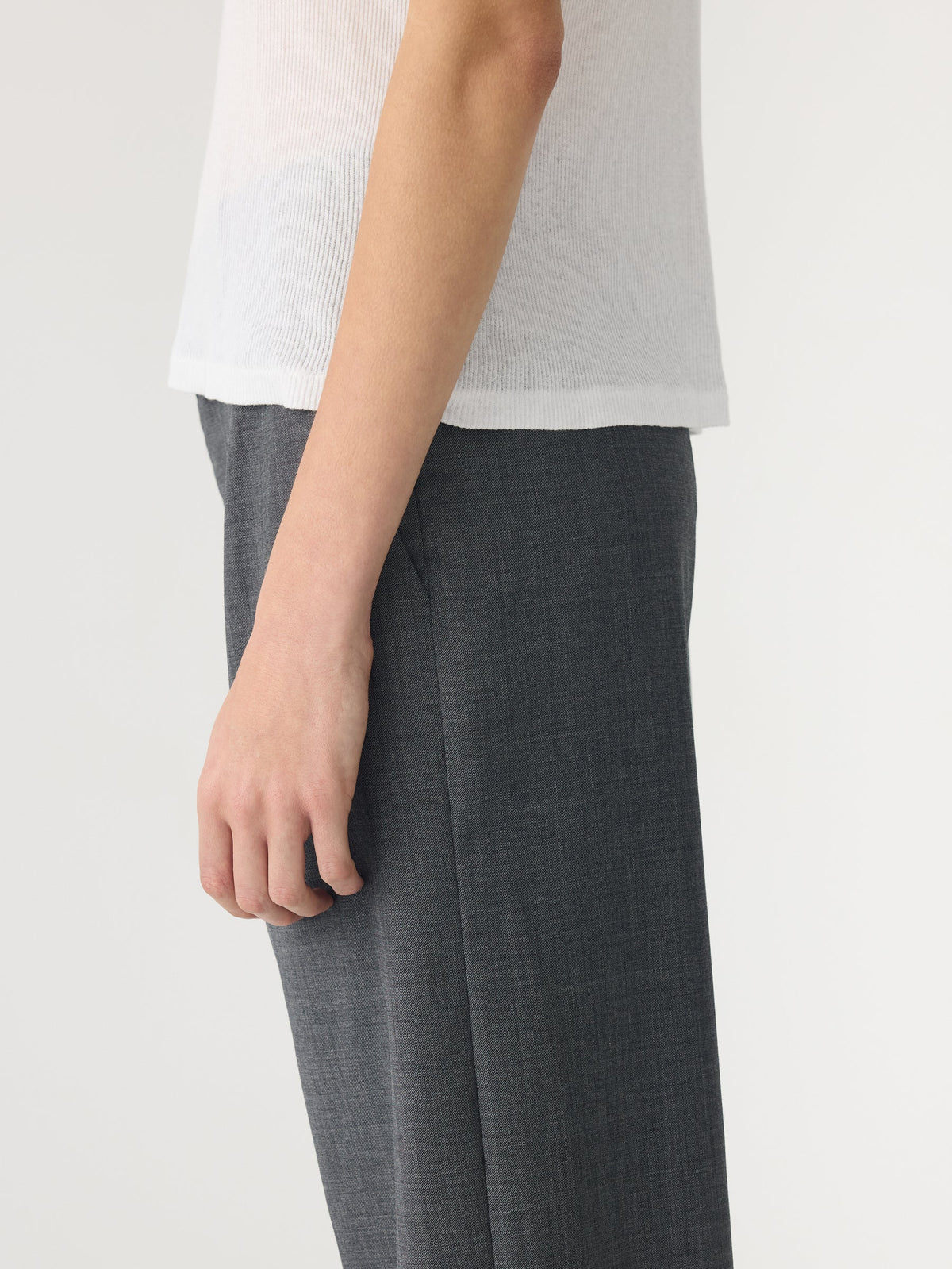 Engineered Rib Placket Bassike - Sheer Rib Placket T.Shirt White | Tops | 47 Frocks Online Store