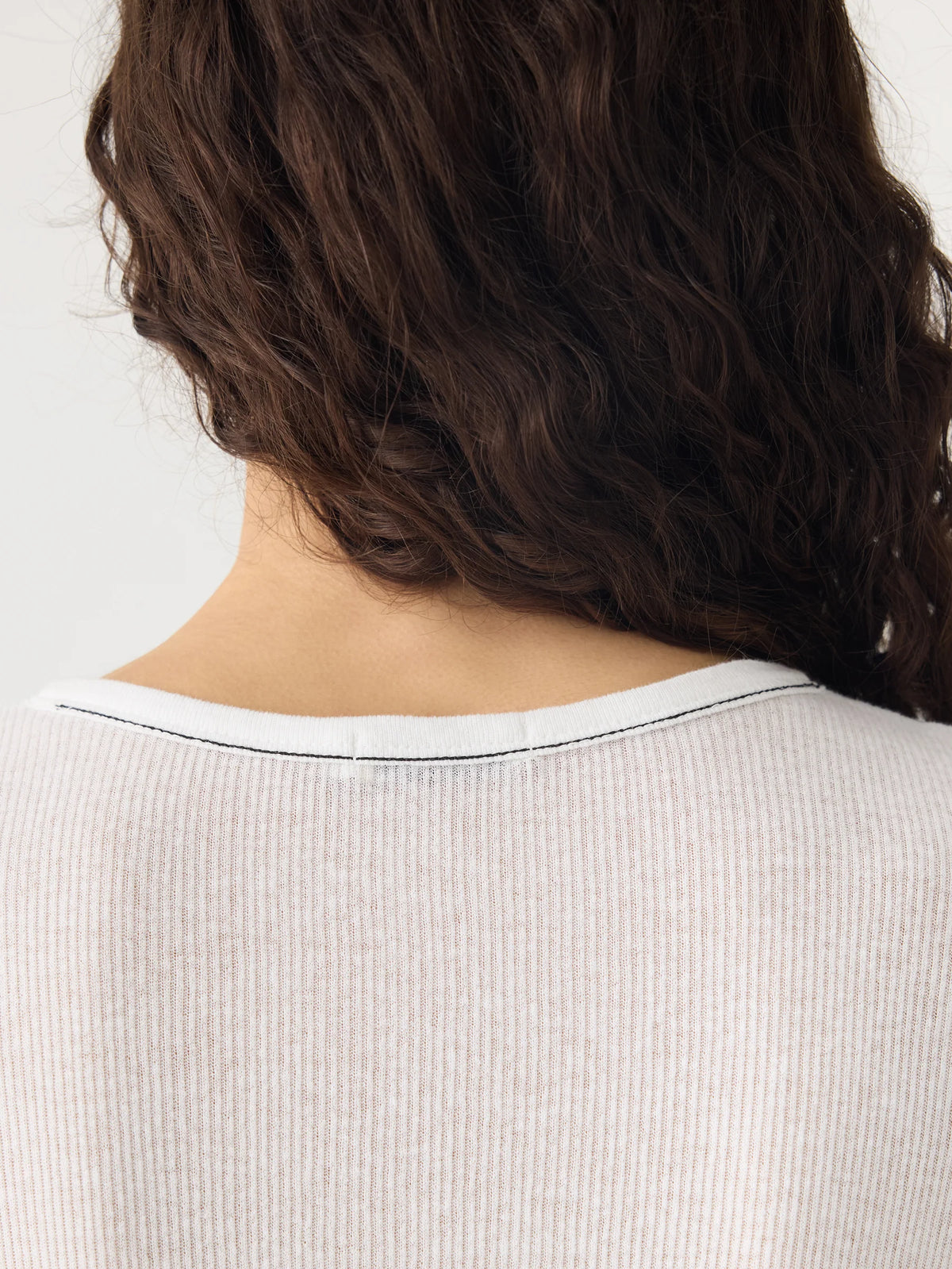 Engineered Rib Placket Bassike - Sheer Rib Placket T.Shirt White | Tops | 47 Frocks Online Store