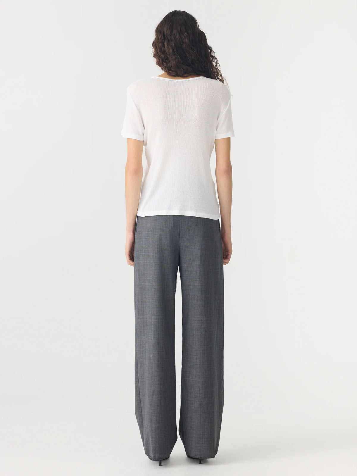 Engineered Rib Placket Bassike - Sheer Rib Placket T.Shirt White | Tops | 47 Frocks Online Store